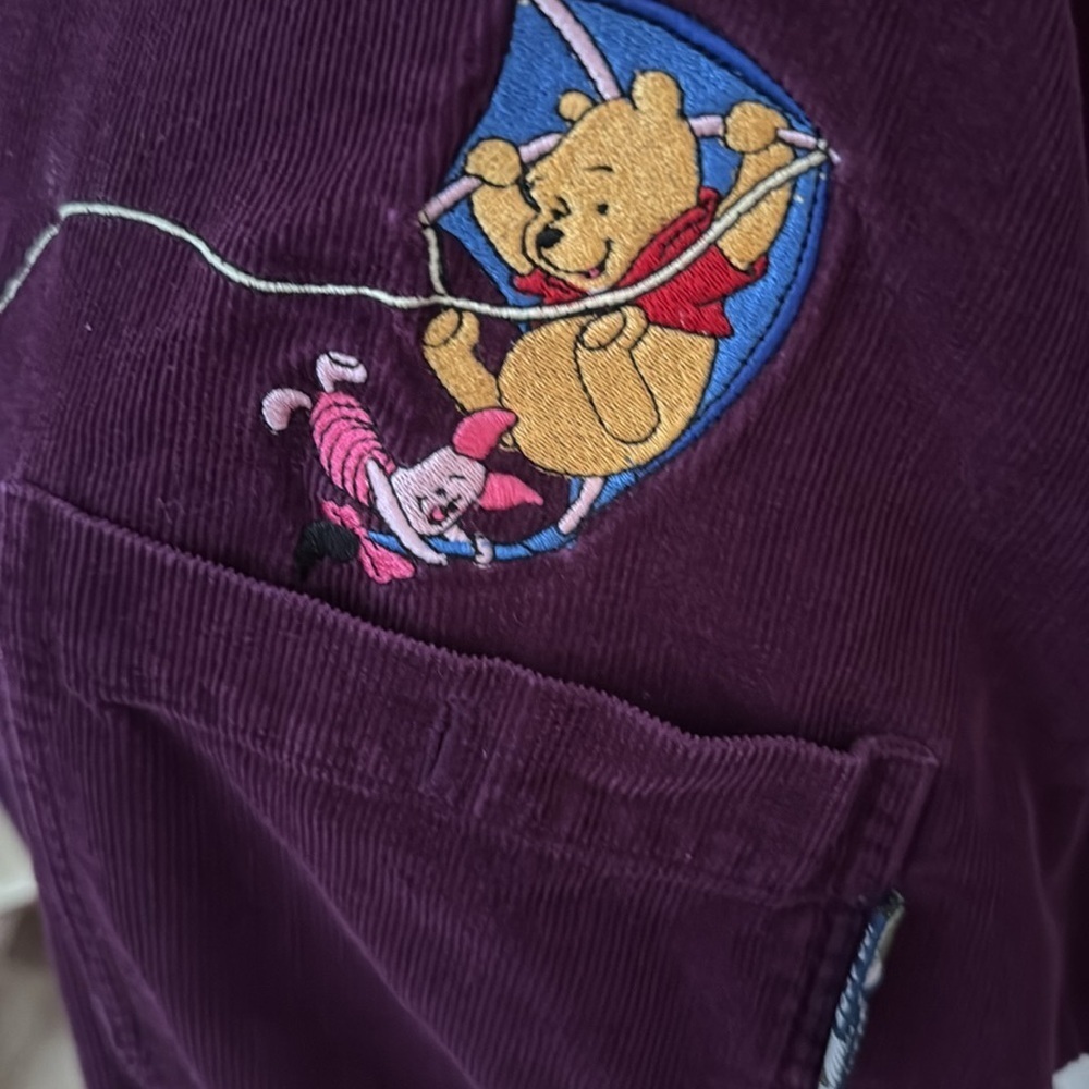 VTG Disney Winnie the Pooh Embroidered Burgundy Corduroy Shirt SZ XL - Picture 3 of 6